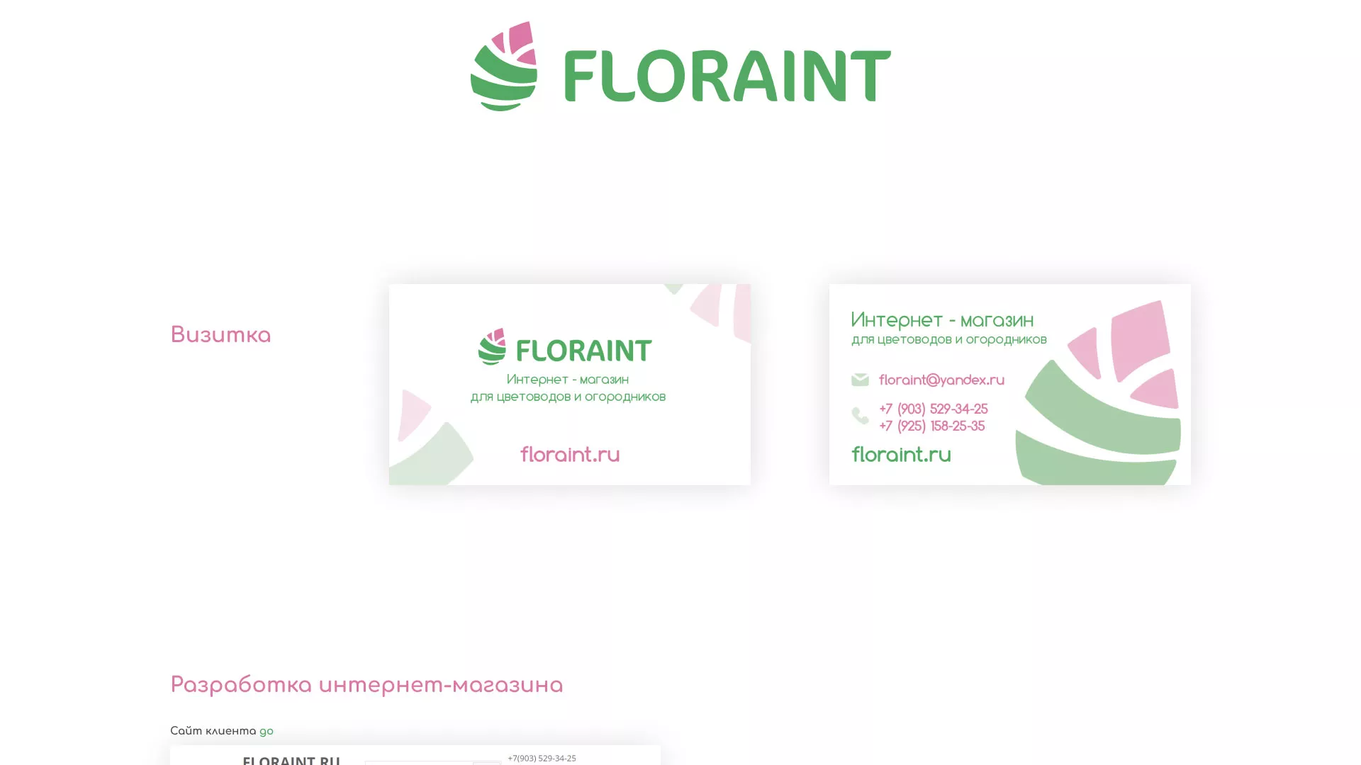 Создание логотипа и интернет-магазина «FLORAINT» в Владимире