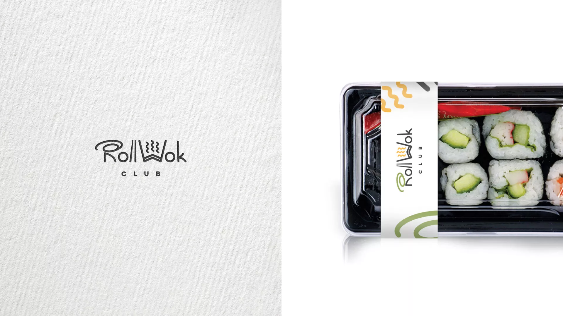 Разработка наклеек для суши-бара «Roll Wok Club» в Владимире