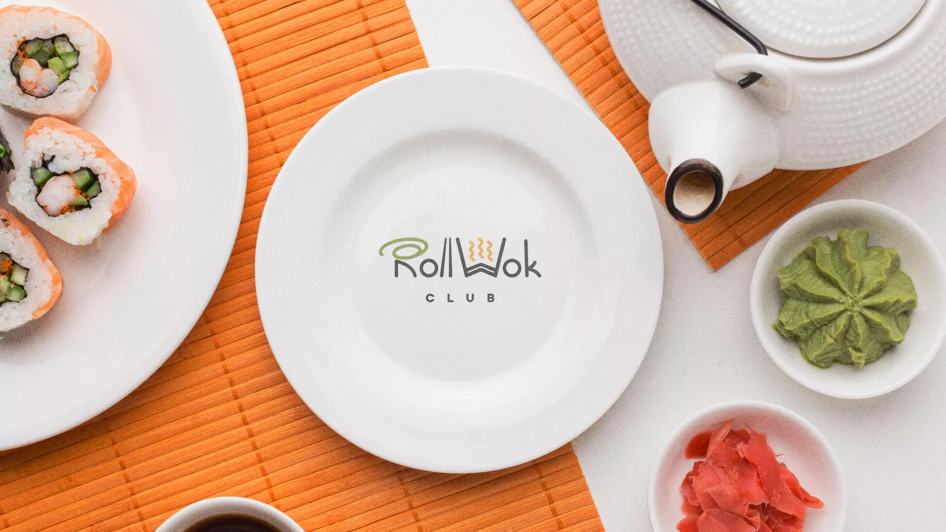 Разработка логотипа и фирменного стиля в Владимире для суши-бара «Roll Wok Club»